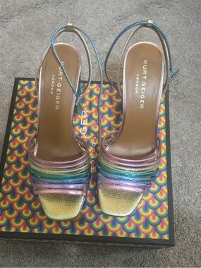 Kurt Geiger Multi Metallic Rainbow Strappy Heels
